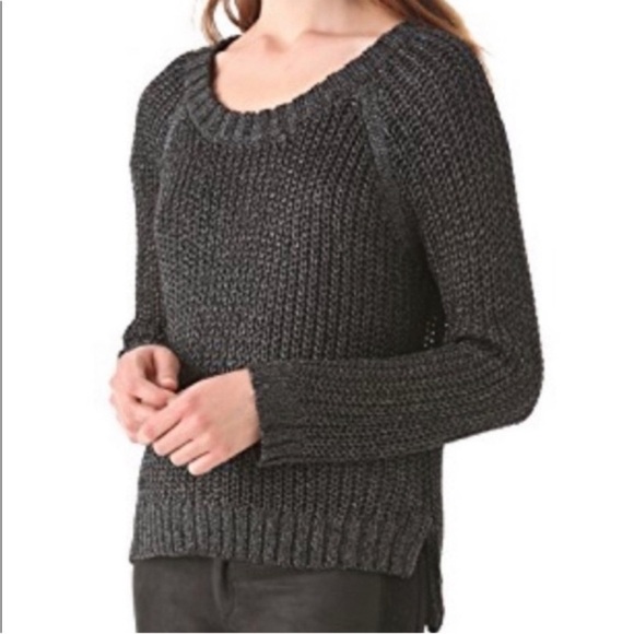 Rag & bone Shimmer Rocker Style Heavy Weight Black Metallic Knit Sweater Medium - Picture 1 of 8